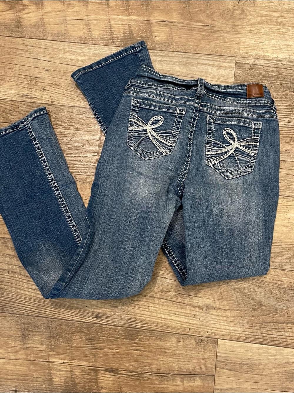Wallflower Medium Blue Bootcut Jeans with Embroidered Back Pockets